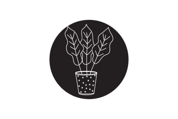 Flowers and the Pot White Line Style Graphics Freebies