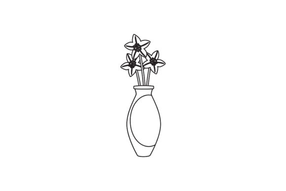 Flowers and Vase Icon Line Style Graphics Freebies Review