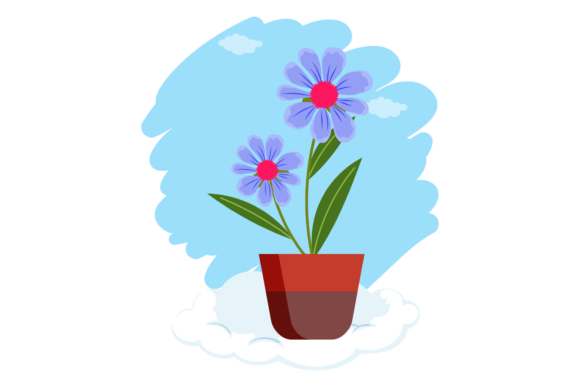 Flowers Decoration Cloud Design Style Graphics and Illustrations
