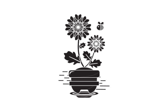 Flowers Icon White Line Style Graphics Freebies