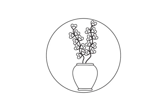 Flowers Pot Cute Icon Line Style Graphics and Freebies Review