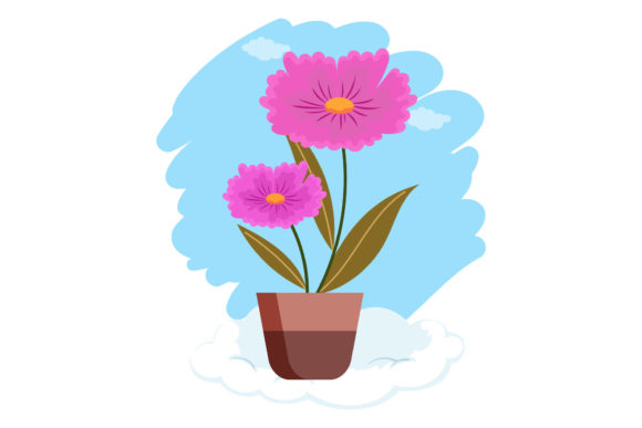 Flowers Pot Outdoor Cloud Design: Graphics and Illustrations Review