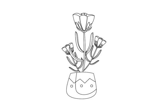 Flowers Pot Summer Spring Outline Graphics and Freebies Review