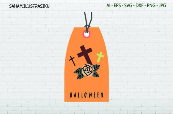 Halloween Tag Label Flowers Cross Svg Graphics and Illustrations Review