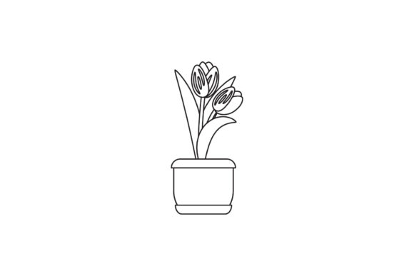 Purple Tulip Flowers Line Style Graphics and Freebies Review