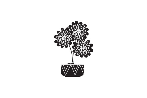 Tree Cute Flowers Icon White Line Style Graphics Freebies