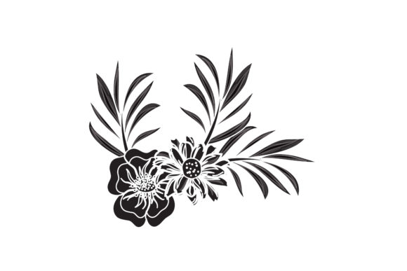 Two Flowers Vector Icon White Line Style Graphics and Freebies