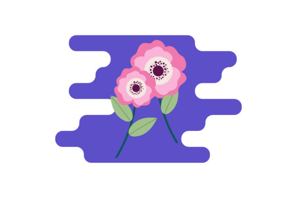 Two Pink Flowers Icon Vector Graphics and Illustrations